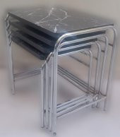 Zigon Sehpa 14006 Demet Model Metal Nikelaj Ayak Siyah Mermer Desen Tabla El Yapı - 9