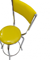 Sandalye 13993 BAR Yüksek Model SARI 1ad Metal Çelik nikelaj Suni deri döşeme - 3