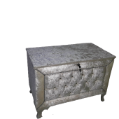 Çeyiz 13940 SANDIK Kapiton KÜÇÜK 3lü Set KREM Kadife Kumaş İçi Tela El Yapım - 3