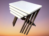 Zigon 13916 ÇAPRAZ AYAK Model Sehpa Kayın ayak Parlak Beyaz-CEVİZ Lake El Yapım thumbnail 5