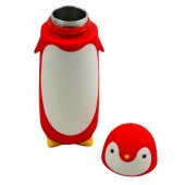 BottleBoss Penguen Figürlü Paslanmaz Çelik Çocuk Matarası 350 Ml Kırmızı thumbnail 4