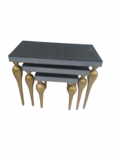 Zigon ILGZ 13874 Tombul ayak Model Kayın MDF tabla Parlak gold Füme cam Kaplam thumbnail 4