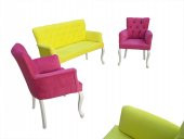 Berjer Tk 13863 Kapitone Pembe Fosforlu Sarı Kayın Torna Aslan Lükens Parlk Beyaz - 2