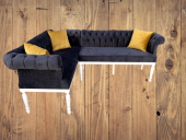 Köşe 13840 Tk Chester Model Ahşap Kayın Torna ASLAN Ayak Babyfac Lacivert kumaş - 2