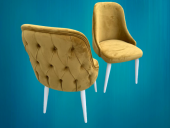 Köşe 13840 Tk Chester Model Ahşap Kayın Torna ASLAN Ayak Babyfac Lacivert kumaş - 6