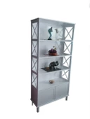 Kitaplık 13845 ÇAPRAZ Yan Model Kayın MDF Alt Kapak raf Parlak Beyaz Lake El Yapı - 2