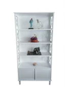 Kitaplık 13845 ÇAPRAZ Yan Model Kayın MDF Alt Kapak raf Parlak Beyaz Lake El Yapı - 1