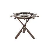 Orta sehpa 13824 Dümen Model Kayın Çapraz X Ayak Parlak Ceviz Lake Boya El Yapım thumbnail 2