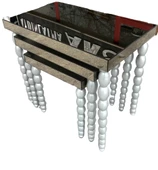 Zigon Sehpa 13818 Elma Parlak GRİ Lake Kayın Torna Ayak Ayna Kaplam tabla El Yapı thumbnail 2