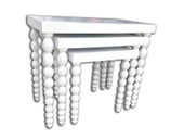 Zigon Sehpa 13821 Elma Model Beyaz Parlak Beyaz Lake Ahşap Kayın Ayak El Yapım thumbnail 1