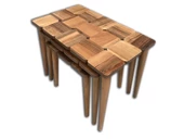 Zigon 13792 KARELİ Tabla MODEL Kayın Retro Ayak Parlak Açık Ceviz Natüre El Yapım thumbnail 3