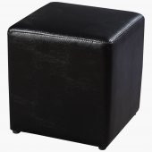 Benc Puf 13787 Kapitone Suni deri Kumaş Siyah rugan Kayın Gövde Küp Kare El Yapım - 2