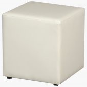 Benc 13788 Puf Küp kare Model Suni deri Kumaş Beyaz Kayın Gövde El Yapım - 1