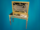 Dresuar 13718 MOTİFLİ Ayna Kaplama MODEL Parlak Gold Renk Kayın torna Çekm Elyapı - 6