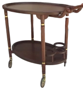 Servis Araba 13712 TEKER Küçük Model Kayın torna Ayak Natüre Ceviz Boya El yapım thumbnail 2