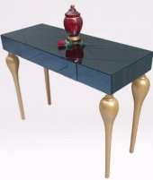 Dresuar 13672 TOMBUL Kayın ayak Model MDF tabla  gold Füme cam Kaplama El Yapım - 7