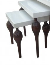 Zigon ILGZ-13673 Tombul Model sehpa Kayın ayak kaplama Parlak beyaz-Ceviz uyum - 4