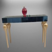 Dresuar 13672 TOMBUL Kayın ayak Model MDF tabla  gold Füme cam Kaplama El Yapım - 1