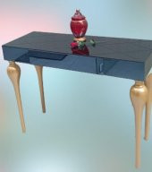 Dresuar 13672 TOMBUL Kayın ayak Model MDF tabla  gold Füme cam Kaplama El Yapım - 4