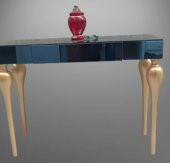 Dresuar 13672 TOMBUL Kayın ayak Model MDF tabla  gold Füme cam Kaplama El Yapım - 6