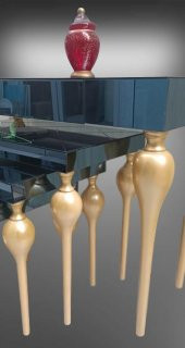 Dresuar-Zigon 13671 Tombul Model Kayın MDF tabla gold Füme cam Kaplama El yapım - 6