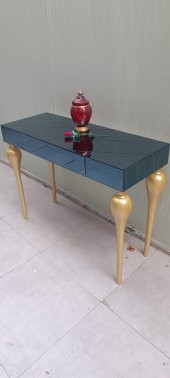 Dresuar 13672 TOMBUL Kayın ayak Model MDF tabla  gold Füme cam Kaplama El Yapım - 10