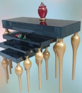 Dresuar-Zigon 13671 Tombul Model Kayın MDF tabla gold Füme cam Kaplama El yapım - 8
