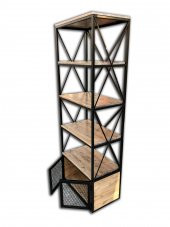 Kitaplık 13659 X Metal ÇAPRAZ Ahşap Ladin Natüre Raf siyah Tel Kapak El Yapım - 1