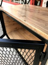 Kitaplık 13659 X Metal ÇAPRAZ Ahşap Ladin Natüre Raf siyah Tel Kapak El Yapım - 2