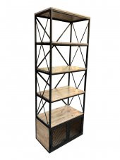 Kitaplık 13659 X Metal ÇAPRAZ Ahşap Ladin Natüre Raf siyah Tel Kapak El Yapım - 3