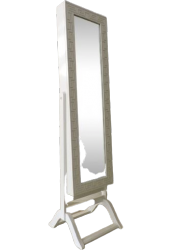 Ayna 13622 Takı Dolabı Boy Ahşap MDF Parlak Beyaz Lake Natüre Klasik El Yapım - 1