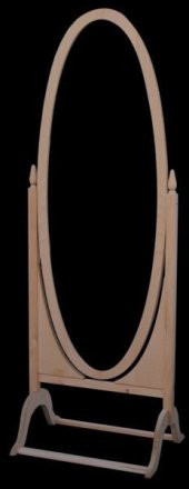 Ayna 13619 Ayaklı Boy Oval Ahşap Kayın Ve MDF Natüre HAM ürün Kutu sevk El Yapım - 2