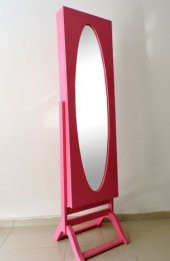 Ayna 13621 Takı Dolabı Boy aynası MDF Parlak PEMBE Lake Natüre Klasik El Yapım - 2