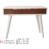 Dresuar 13503 Torna Model Kayın RETRO ayak MDF tabla Beyaz CEVİZ uyum El Yapı - 2
