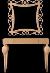 Dresuar 13502 Tombul Model Kayın Retro Ham Ayak MDF Tabla CNC Nakış Ayna Çerçeve - 2