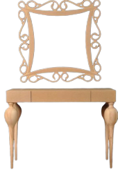 Dresuar 13502 Tombul Model Kayın Retro Ham Ayak MDF Tabla CNC Nakış Ayna Çerçeve - 3