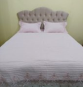 Yatak Örtüsü 13545 Zümrüt Çift Kişilik Dantelli Toz Pembe %80 Pamuk El Yapım - 8