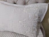 Yatak Örtüsü 13546 Zümrüt Tek Kişilik Dantelli Toz Pembe %80 Pamuk El Yapım - 2