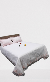 Yatak Örtüsü 13545 Zümrüt Çift Kişilik Dantelli Toz Pembe %80 Pamuk El Yapım - 3