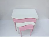 Zigon 13226 S Model Kayın RETRO Ayak Parlak pembe-beyaz renk MDF Tabla Elyapım thumbnail 2