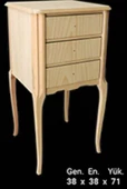 Komodin 12977 Aslan Ayak Klasik Model HAM 3 Çekmece  Ahşap Kayın ayak El Yapım thumbnail 2