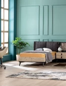 Takım Urlu 13990 RODİSOHO Model ANTRASİT Beyaz Kitaplık Masa Karyola komod Dolap Koltuk - 3