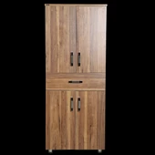 Çok Amaçlı 12938 Dolap Hard Model Parlak CEVİZ Suntalem 5 Raf 1Çekm 180 El Yapım - 1