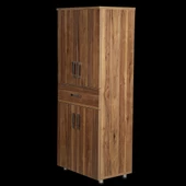 Çok Amaçlı 12938 Dolap Hard Model Parlak CEVİZ Suntalem 5 Raf 1Çekm 180 El Yapım - 4