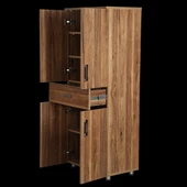 Çok Amaçlı 12938 Dolap Hard Model Parlak CEVİZ Suntalem 5 Raf 1Çekm 180 El Yapım - 3