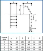 Havuz 12839 Merdiveni 316 Kalite Paslanmaz Çelik CNC kesimli 5 Basamaklı El Yapım - 3