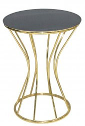 Brc 12729 Kumsaat Fiskos Model Sehpa Model Düz Siyah Temper Cam Gold El Yapım thumbnail 1