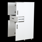 Dolap 12675 ST Çok Amaç 130cm Hard Parlak BEYAZ Suntalem 4Raf 1Çekmec Kutu sevk El Yapı - 3