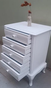 Şifonyer12522 Aslan Model Kayın Klasik Ayak Beyaz Natüre PORSELEN Kulp El yapım - 9