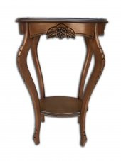 Fiskos Çiçeklik 12568 Oyma OVAL Model  Kayın Ayak Parlak Ceviz MDF tabla El Yapım - 2
